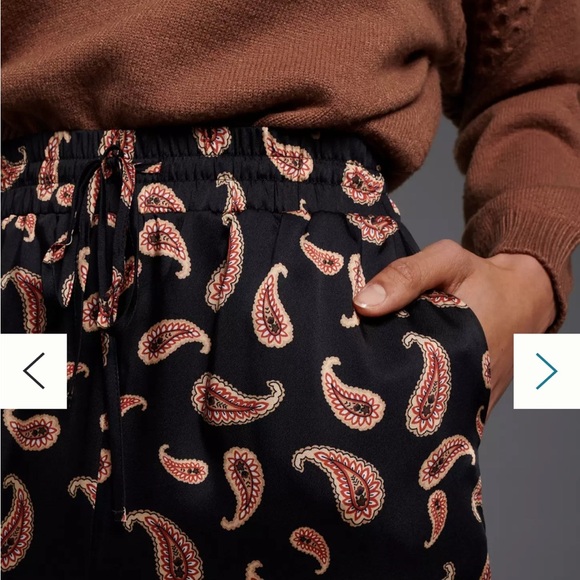 NWOT Anthropologie Vega Satin Pants Black Paisley Print Size XS - Picture 3 of 6